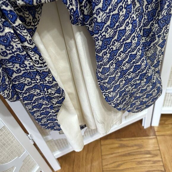 Anthropologie Vineet Bahl Block Print Maxi Dress Women‎ 0 Blue Boho Beaded Fairy - Picture 9 of 12